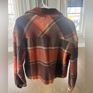 Brown/Orange Plaid Jacket Cropped Fit